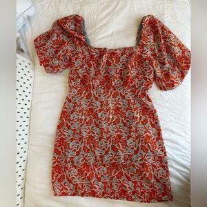Lucy Paris Orange and Blue Floral Mini Dress